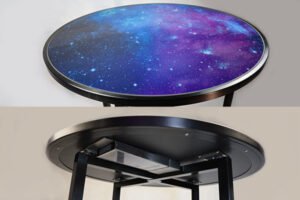 Foldable starry sky glass surface LED changing light buffet table set
